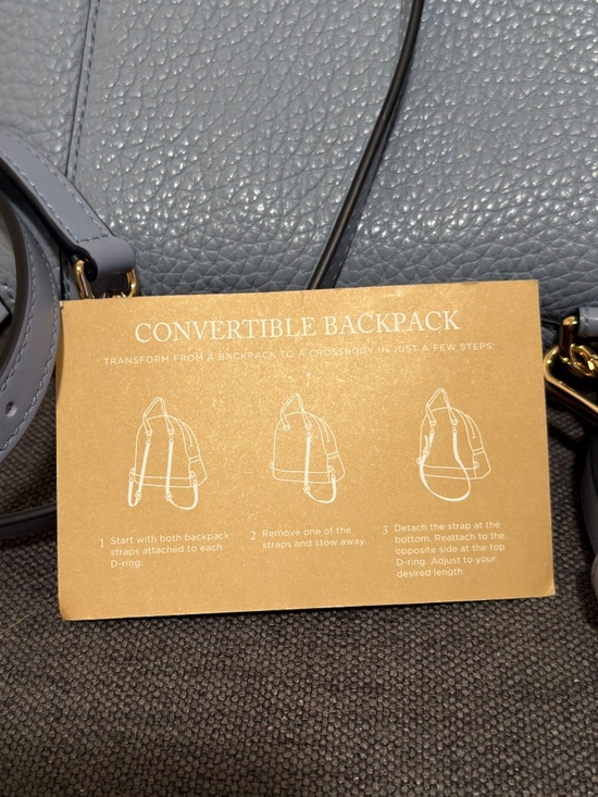 Michael Kors Powder Blue Leather Convertible Backpack Crossbody Bag Gold Detail